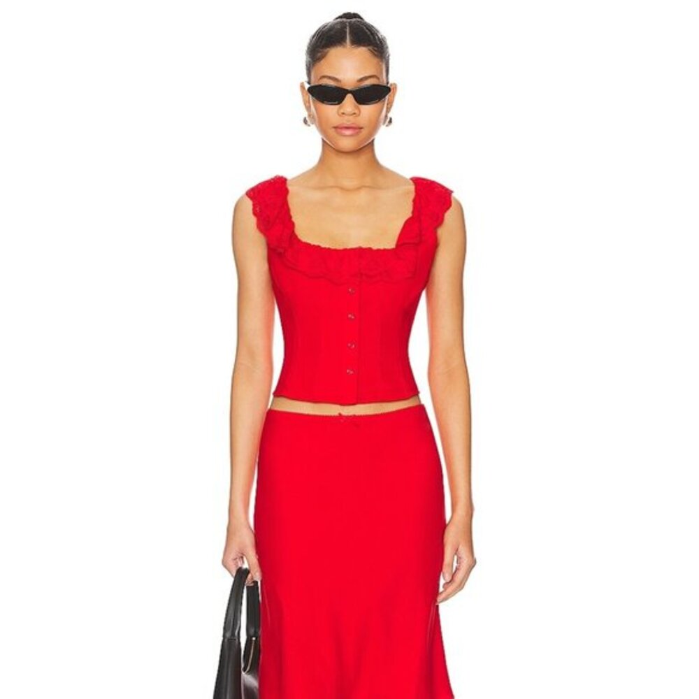 GUIZIO Paloma Top in Red Size XS